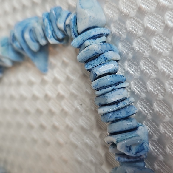 PUKA SHELL BLUE ANKLET/BRACLET 9" SURFER BEACH THEME - Picture 2 of 5